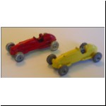 Lincoln Motorway Mini Racing Car (in red) and the Lincoln Matchbox version (in yellow) (photo ARG Hawke)