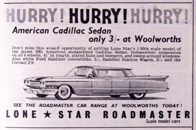 1961 Woolworth's advert for the Lone Star Roadmasters (courtesy of Mark Woodford)